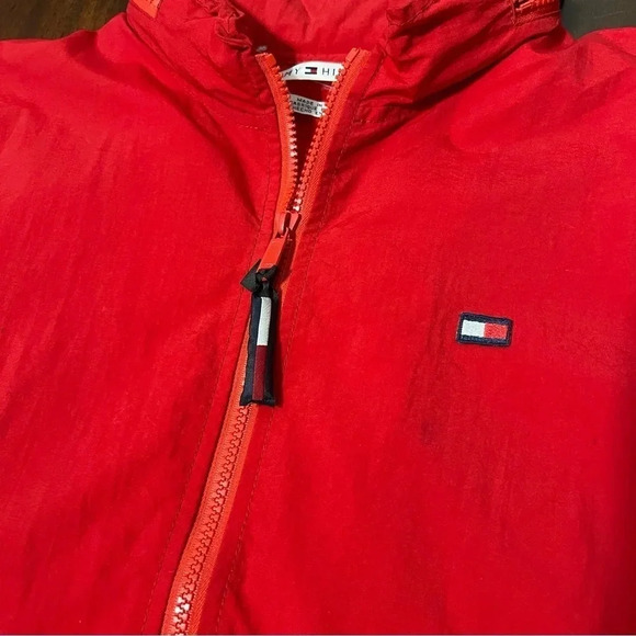 Tommy Hilfiger Vintage Red Windbreaker Womens Size Large Full Zip - Picture 3 of 10